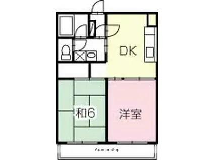 M&KアップルA(2DK/2階)の間取り写真