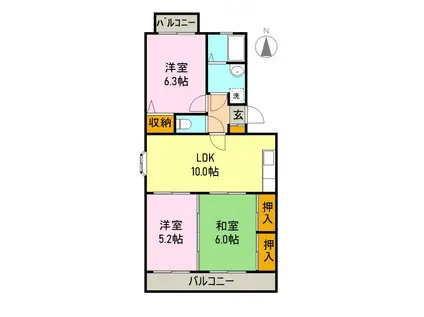 リバーパーク(3LDK/2階)の間取り写真