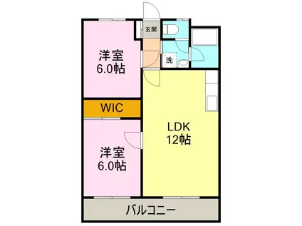 コーポ宮島(2LDK/1階)の間取り写真