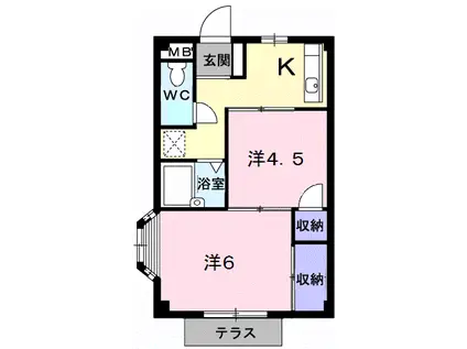 エルディム松本(2K/1階)の間取り写真