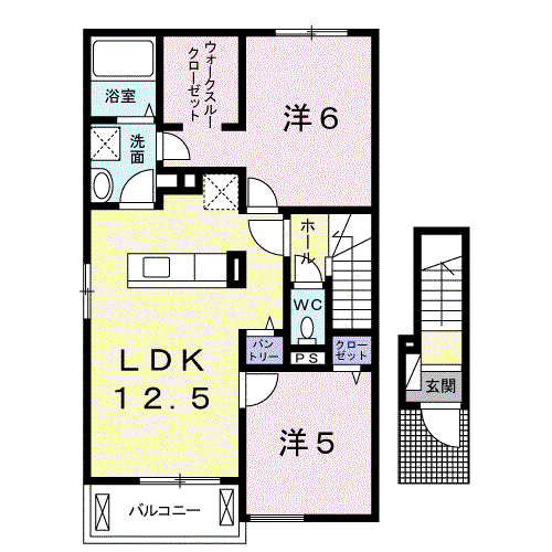 もみの樹 Ⅱ(2LDK/2階)の間取り写真