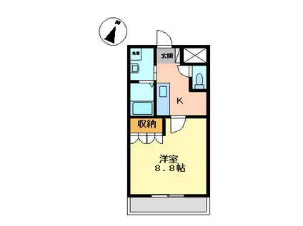 中宿ベース(1K/2階)の間取り写真