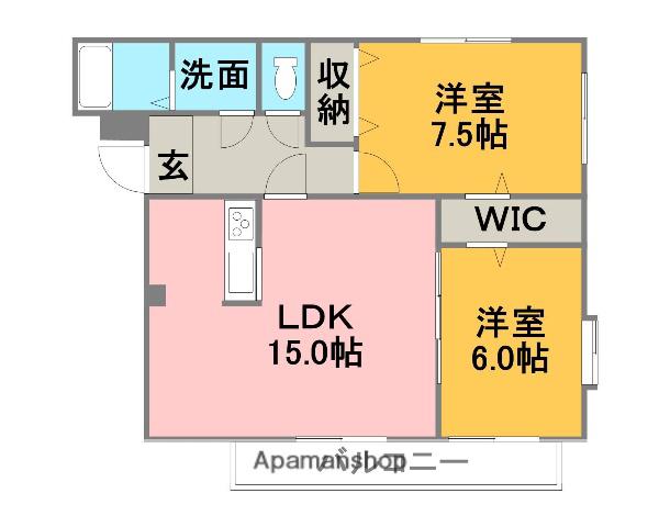 マンションOHANA(2LDK/1階)の間取り写真