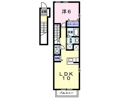 カレントB(1LDK/2階)の間取り写真