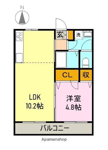 メゾンフジオカ A(1LDK/1階)の間取り写真