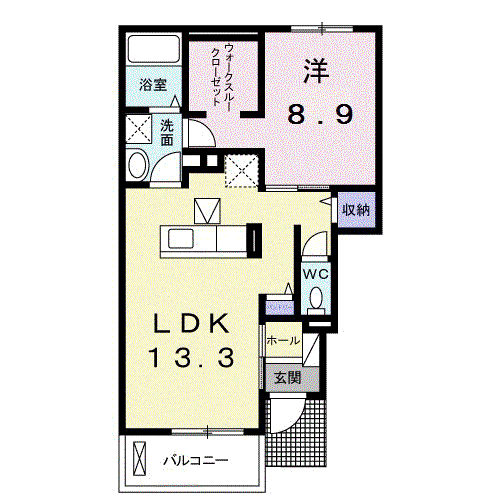 コンフォート・ソレイユⅡ(1LDK/1階)の間取り写真
