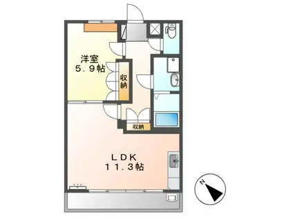 カーサフィオーレ(1LDK/1階)の間取り写真