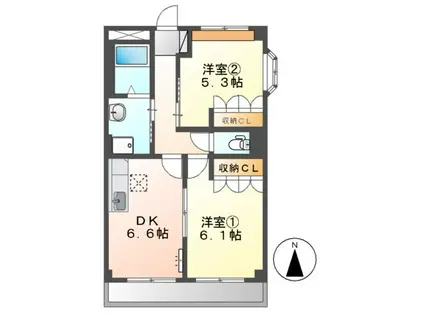 ドルフⅡ(2DK/1階)の間取り写真