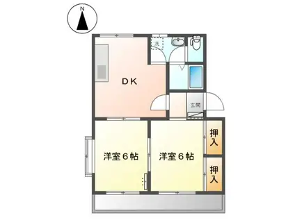 ペガサス(2DK/1階)の間取り写真