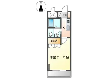身延線 富士宮駅 バス乗車時間:14分 西高入口バス停で下車 徒歩7分 2階建 築23年(1K/2階)の間取り写真