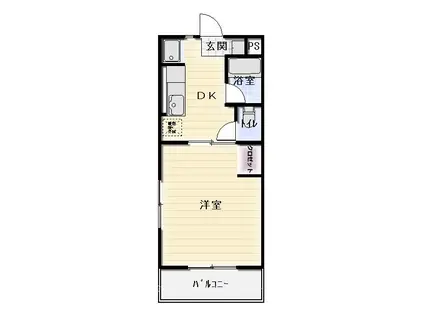 エトワール(1DK/2階)の間取り写真