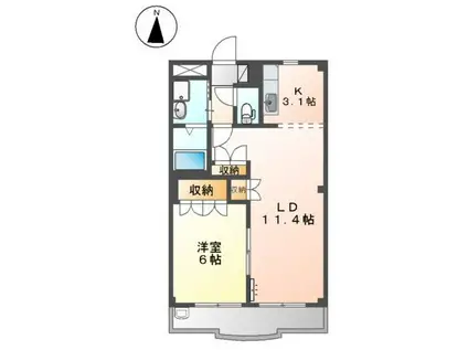 センターアイランドMS(1LDK/2階)の間取り写真