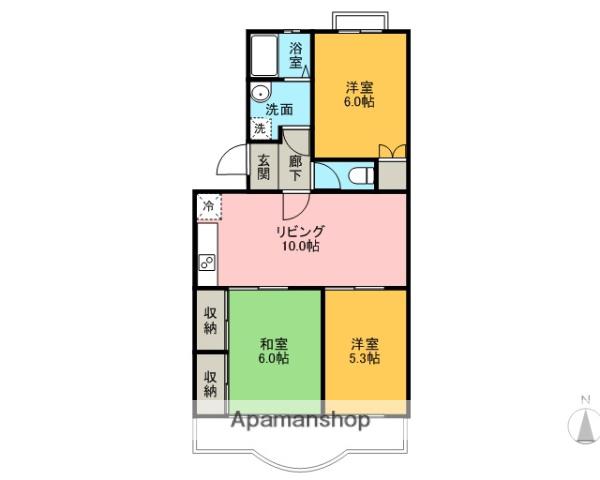 アルタ岡宮(3LDK/3階)の間取り写真