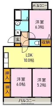 サウスレジデンス(3LDK/3階)の間取り写真