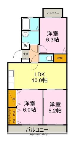 サウスレジデンス(3LDK/1階)の間取り写真