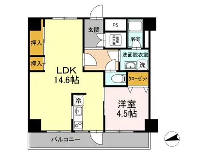 清和ビル(1LDK/2階)の間取り写真