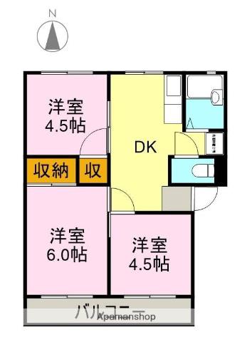 コーポ高瀬谷(3DK/1階)の間取り写真