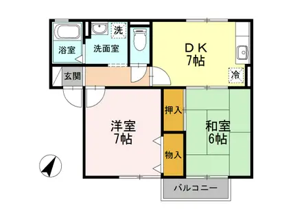 ベル・エポックA(2DK/1階)の間取り写真