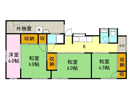 東海道本線 沼津駅 徒歩33分 1階建 築59年(4K)の間取り写真