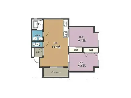 フジミパレス御門台(2LDK/2階)の間取り写真