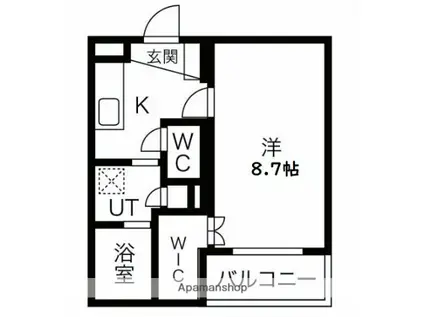 シュタットフルスⅠ(1K/1階)の間取り写真