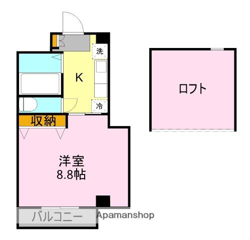 ドミール21ウエスト(1K/4階)の間取り写真