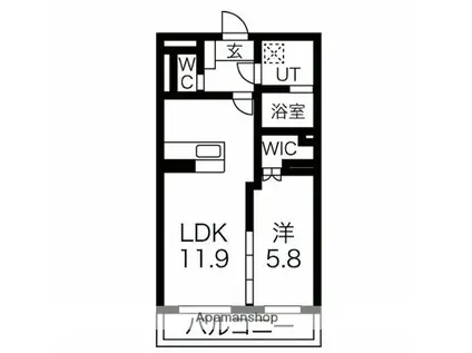 ヴィガラス横割(1LDK/1階)の間取り写真