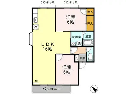 アネックスB(2LDK/2階)の間取り写真