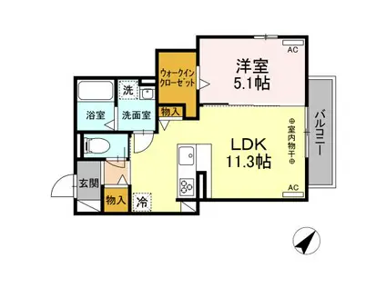 ヴィアルCITY市道(1LDK/2階)の間取り写真