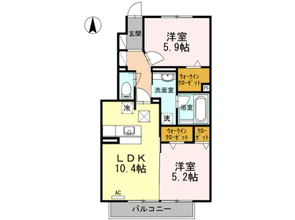 グランデールME(2LDK/1階)の間取り写真