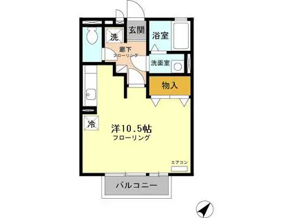 ヴィクトワールK(ワンルーム/2階)の間取り写真