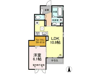 テゾーロ(1LDK/1階)の間取り写真