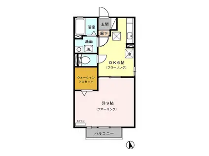 ブエノパドレスS(1DK/1階)の間取り写真