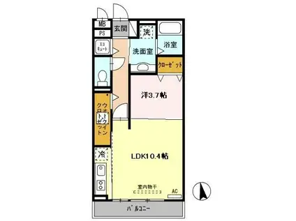 COMODO SATSUKI(1LDK/1階)の間取り写真