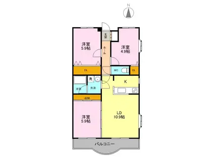 サンライト(3LDK/2階)の間取り写真