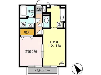 ソレイユ長沢Ⅰ(1LDK/2階)の間取り写真