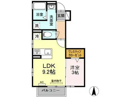 プリムローズⅡ(1LDK/1階)の間取り写真