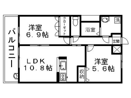 フローリッシュ(2LDK/2階)の間取り写真