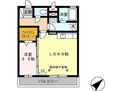 アバンサール(1LDK/2階)の間取り写真