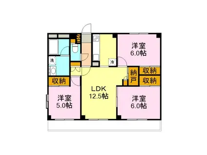 カーサ長窪B(3LDK/1階)の間取り写真