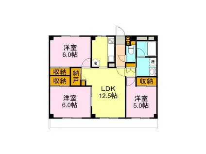 カーサ長窪B(3LDK/1階)の間取り写真
