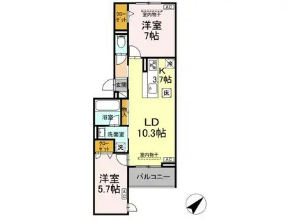 D CRAFT 谷田(2LDK/1階)の間取り写真