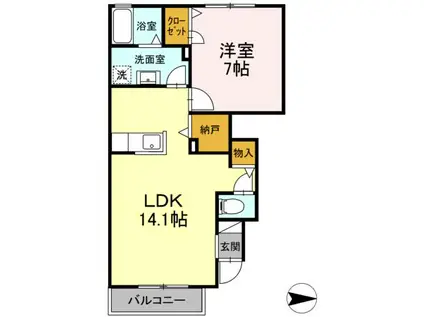 MアイランドII(1LDK/1階)の間取り写真