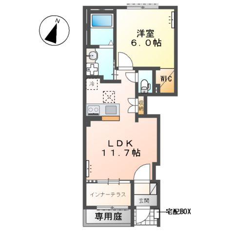 サンプレスⅡ(1LDK/1階)の間取り写真