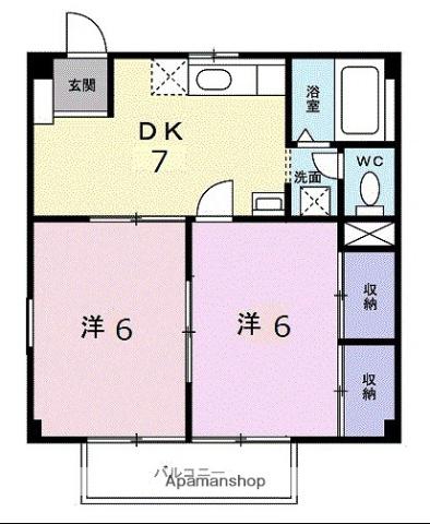 サンパレス淀川A(2DK/2階)の間取り写真