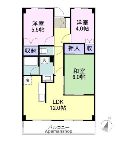 レサージュAONO(3LDK/3階)の間取り写真