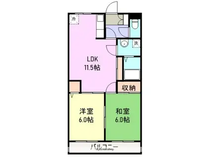 ディスカバリー柿田(2LDK/1階)の間取り写真