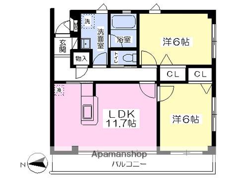 グリーンハイム土屋2(2LDK/2階)の間取り写真
