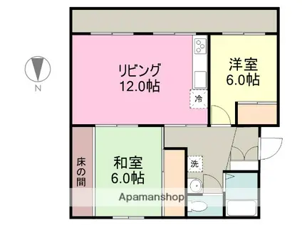 加茂ハイツ3号棟(2LDK/3階)の間取り写真