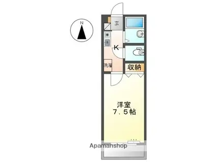 アプローズ(1K/4階)の間取り写真